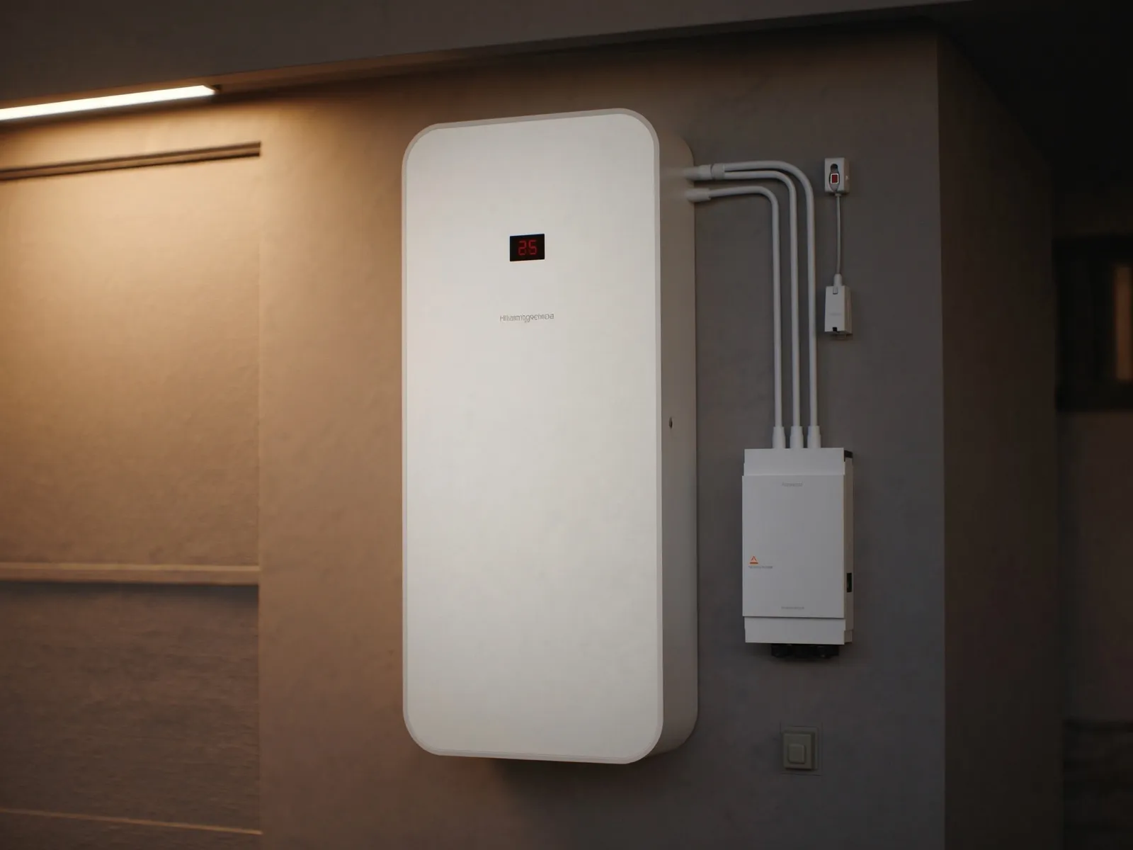 A modern home battery installed on the wall of an Australian home