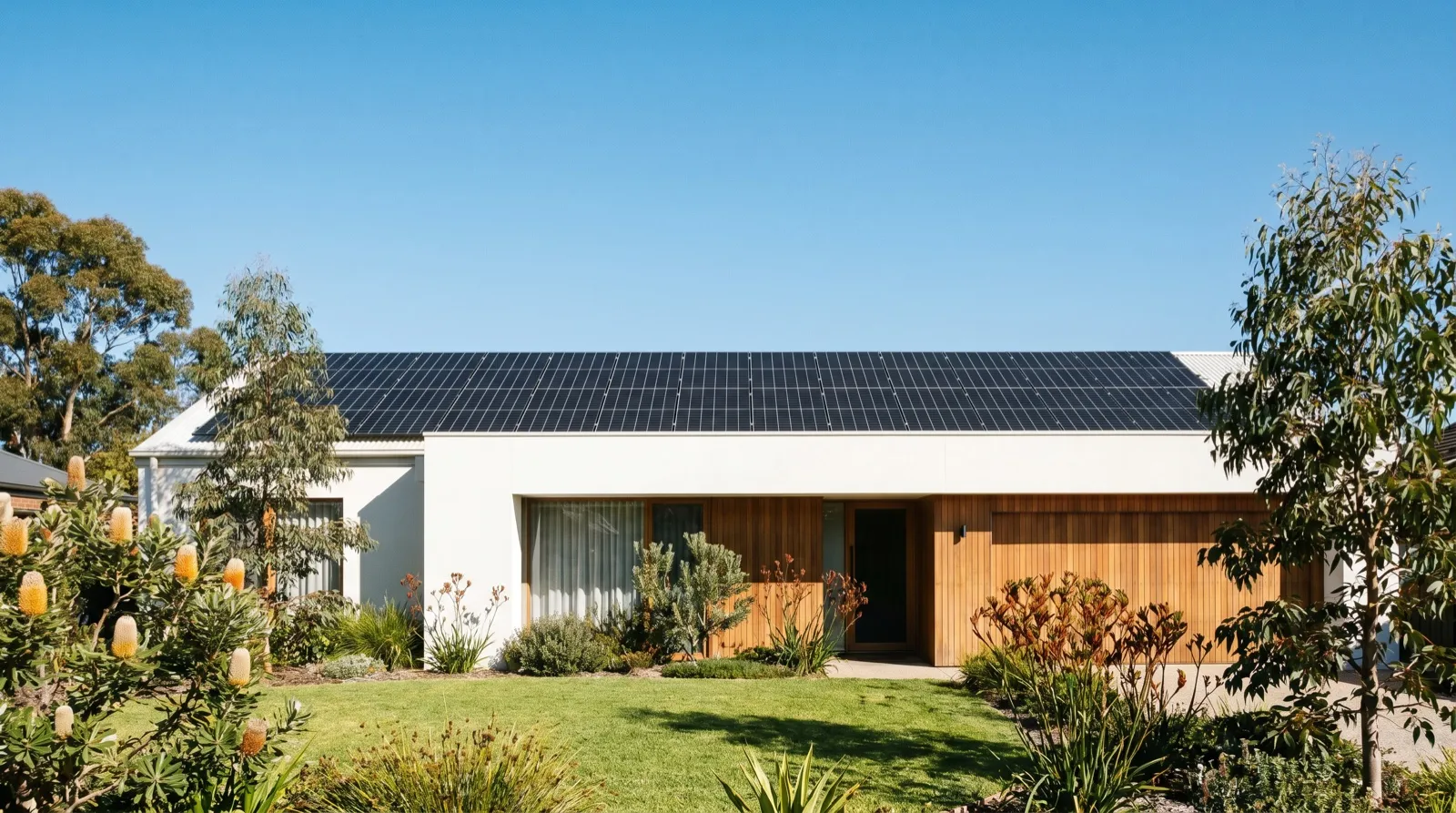 A modern Australian Capital Territory home with rooftop solar and a home battery